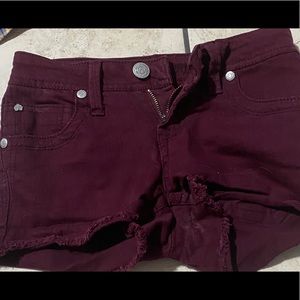 Dark Red Jean Shorts
